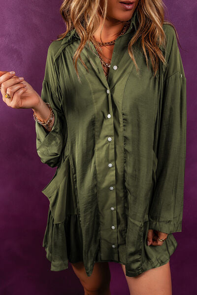 Button Down Long Sleeve Shirt Dress