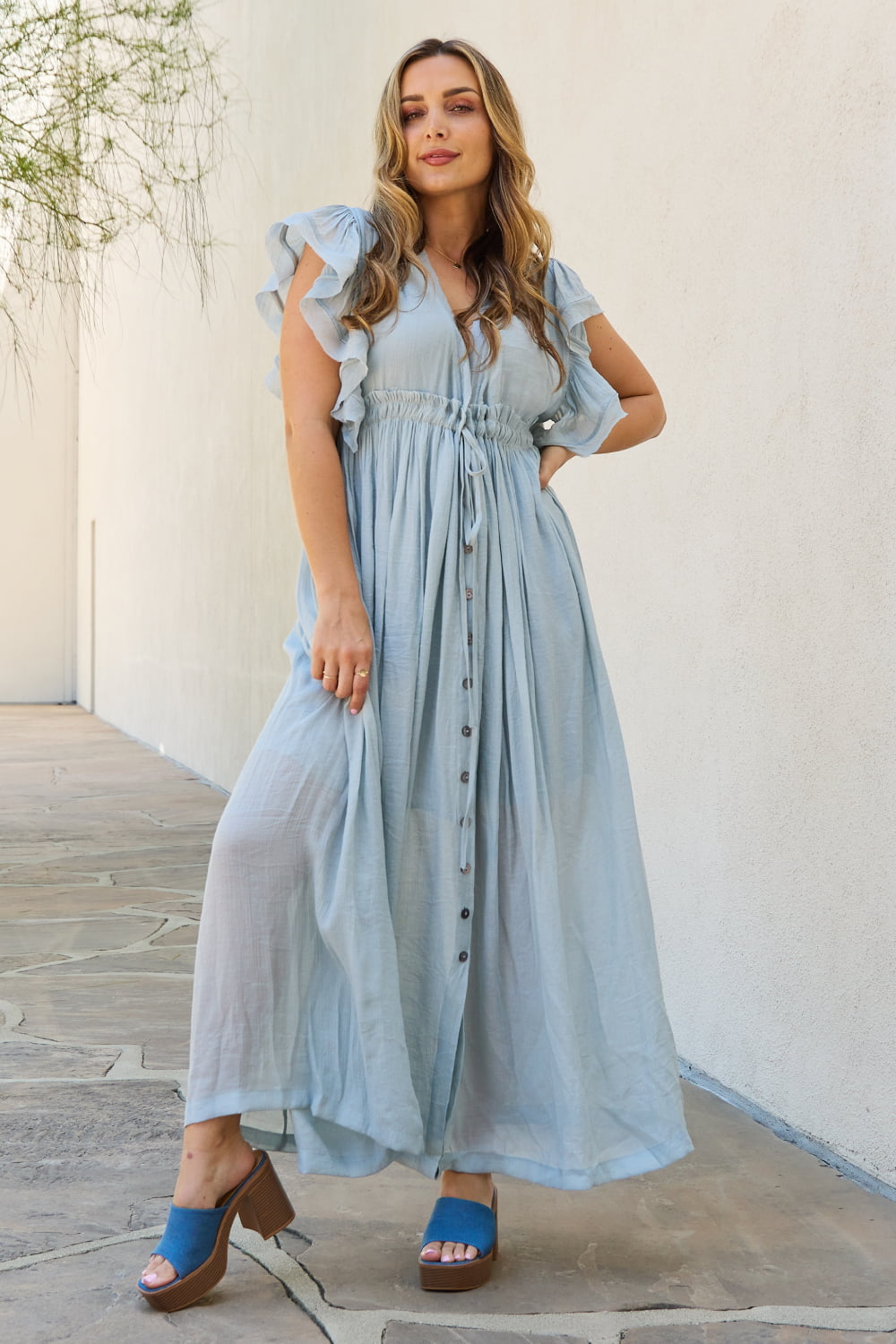 Light blue boho maxi dress sale