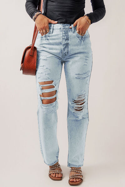 Distressed Buttoned Fly Jeans