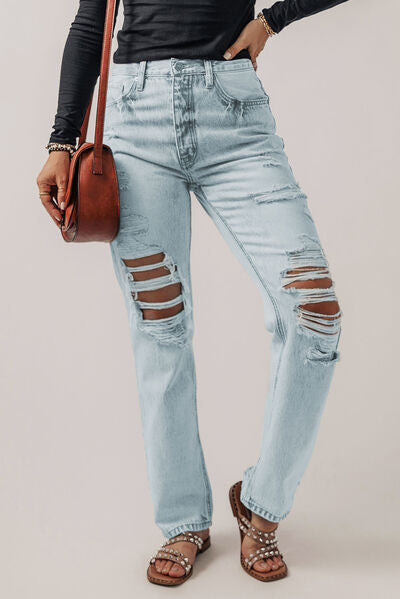 Distressed Buttoned Fly Jeans