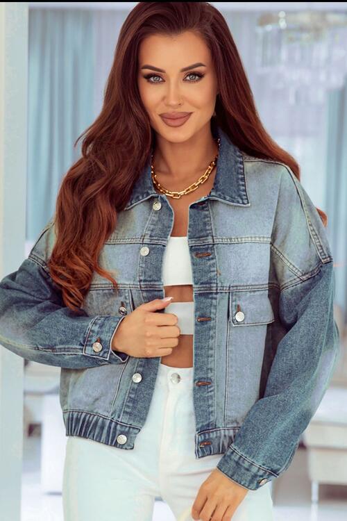 Elastic Waist Denim Jacket