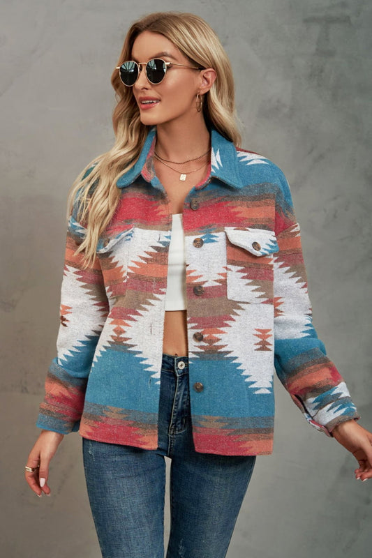 Southwest Printed Collared Shacket